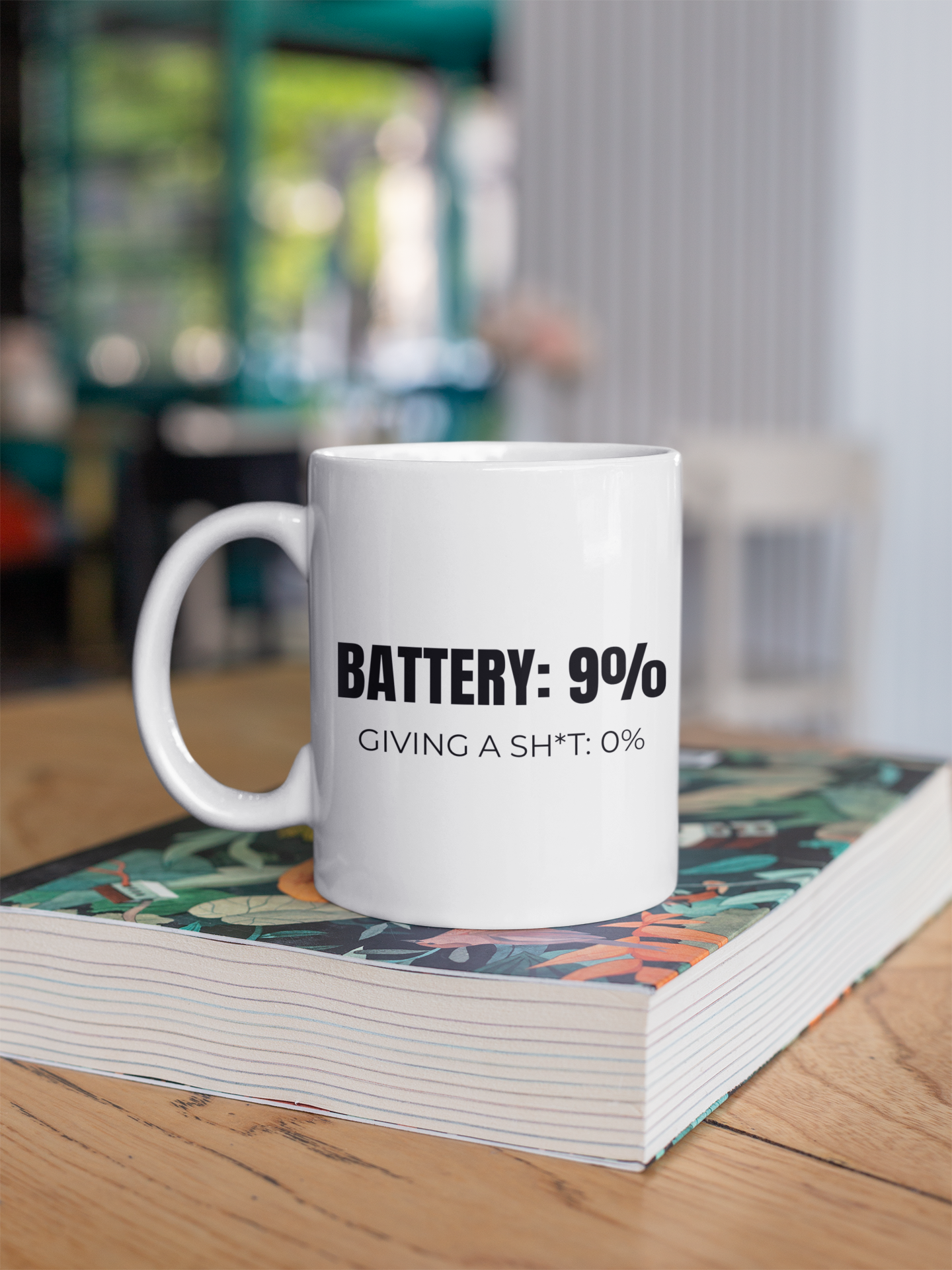 Battery 9% No Charger Mug – Funny Work Mug
