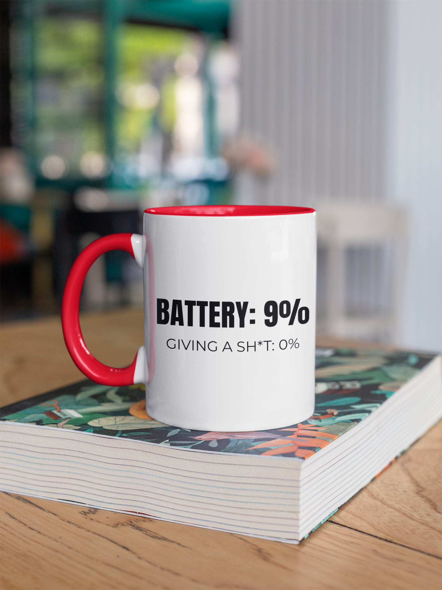Battery 9% No Charger Mug – Funny Work Mug